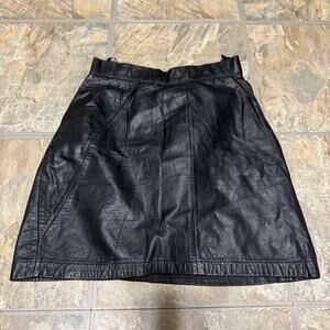 Vintage Wilsons Leather Black Leather Mini Pencil Skirt Bikercore Women’s Size 8